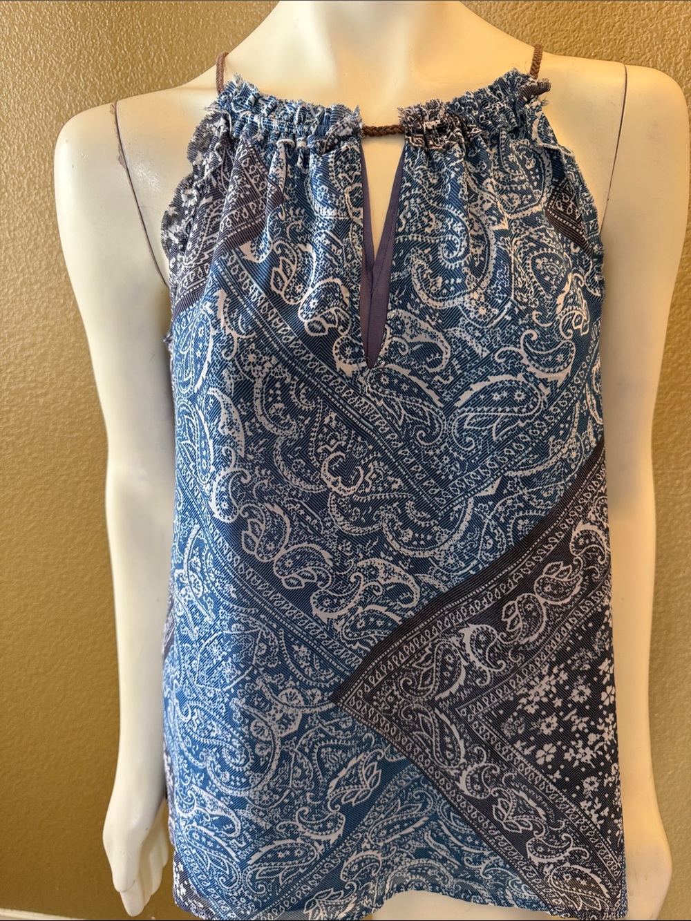 Mango Blue Paisley Halter Neck Tank